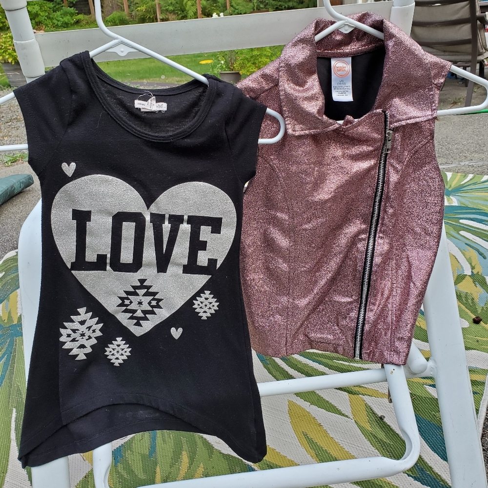 Girls glitter shirt and vest